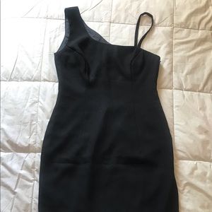 One Side Shoulder Black Dress/Wallet